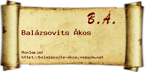 Balázsovits Ákos névjegykártya